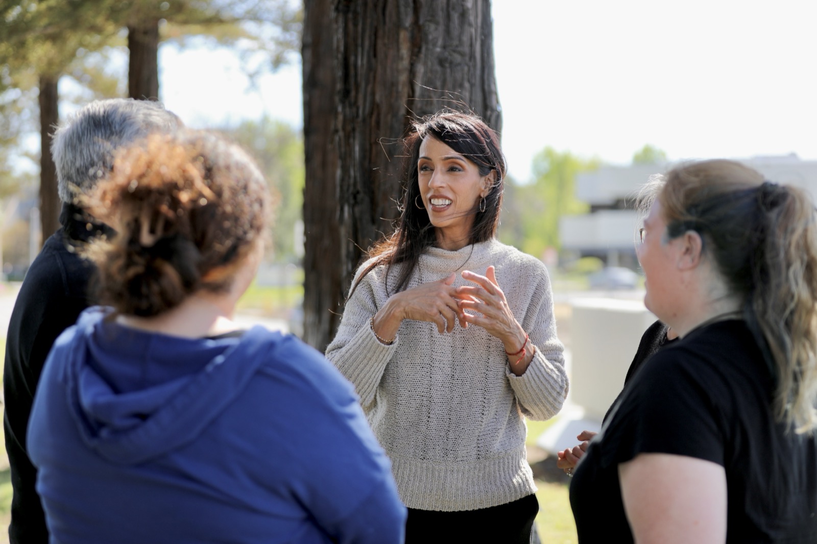 Rakhi Israni speaking with constituents